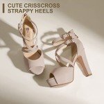 IDIFU Women's Crisscross Strappy Platform Heeled Sandals