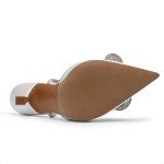 DREAM PAIRS Women's Strappy Rhinestone Heels - White