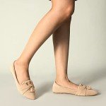 Tan Suede Bowknot Pointed Toe Ballet Flats
