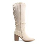 Beige Wide Calf Slouch Boots for Women