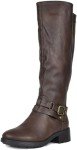 DREAM PAIRS Women's Knee High Motorcycle Boots, Brown