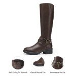 DREAM PAIRS Women's Knee High Motorcycle Boots, Brown
