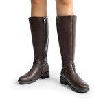 DREAM PAIRS Women's Knee High Motorcycle Boots, Brown
