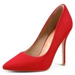 Red Suede High Heel Pointed Toe Pumps