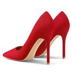 Red Suede High Heel Pointed Toe Pumps
