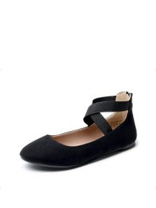 Comfortable Women's Black Flats with Ankle Straps