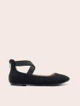 Comfortable Women's Black Flats with Ankle Straps