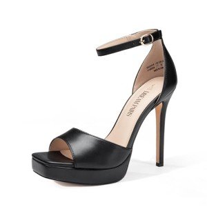 Black Open-Toe High Heel Ankle Strap Sandals