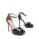 Black Open-Toe High Heel Ankle Strap Sandals