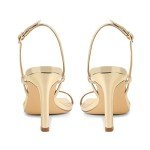 Gold Strappy High Heel Open Toe Sandals for Women