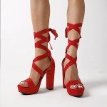 DREAM PAIRS Red Chunky Block Heels Sandals