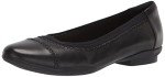 Clarks Women's Black Leather Ballet Flats, Size 8