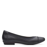 Clarks Women's Black Leather Ballet Flats, Size 8