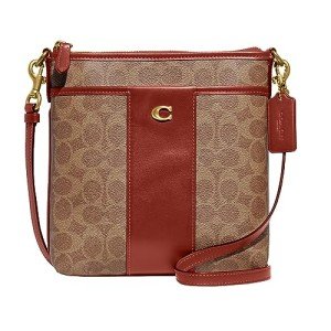 COACH Color-Block Signature Kitt Bag in Tan Rust