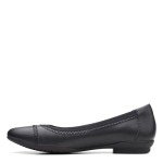 Clarks Women's Black Leather Ballet Flats, Size 8
