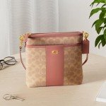 COACH Color-Block Signature Kitt Bag in Tan Rust