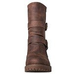 Women's Lace-Up Mid Calf Biker Boots - Brown