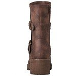 Women's Lace-Up Mid Calf Biker Boots - Brown
