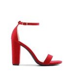 Red Suede Hi-Chunk Heel Sandals for Women