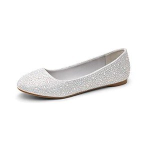 Silver Rhinestone Ballet Flats for Women - Size 7
