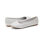 Silver Rhinestone Ballet Flats for Women - Size 7