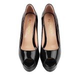 Merumote Women's Black Platform Peep Toe Heels