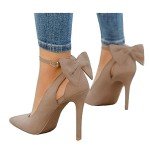 Fashare Women's Bowtie Pointed Toe High Heels