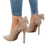 Fashare Women's Bowtie Pointed Toe High Heels