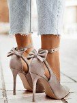 Fashare Women's Bowtie Pointed Toe High Heels