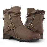 Trendy Khaki Ankle Combat Boots for Women