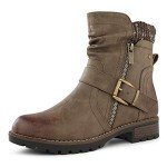 Trendy Khaki Ankle Combat Boots for Women