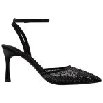 Cienna Black Stiletto Heels with Rhinestones