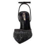 Cienna Black Stiletto Heels with Rhinestones