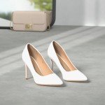 IDIFU Women's Classic White Pointed Toe Heels