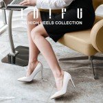 IDIFU Women's Classic White Pointed Toe Heels