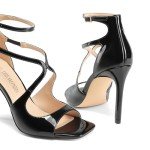 Black Strappy High Heel Sandals for Women