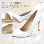 IDIFU Women's Classic White Pointed Toe Heels