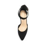 DREAM PAIRS Black Nubuck Chunky Heels for Women