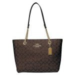 COACH Cammie Leather Chain Tote - Brown/Black
