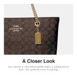 COACH Cammie Leather Chain Tote - Brown/Black