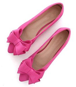Bow-Knot Suede Ballet Flats in Rose Red