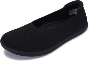 WHITIN Women's Black Wide Toe Ballerina Flats
