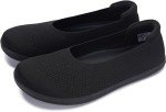 WHITIN Women's Black Wide Toe Ballerina Flats