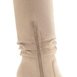 Knee High Chunky Heel Faux Suede Boots - Apricot