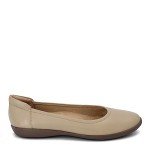 Beige Slip-On Round Toe Ballet Flats for Women