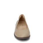 Beige Slip-On Round Toe Ballet Flats for Women