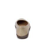 Beige Slip-On Round Toe Ballet Flats for Women