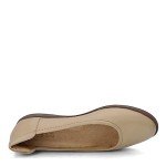 Beige Slip-On Round Toe Ballet Flats for Women