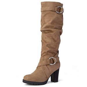 Mysoft Women's Chunky Heel Knee High Winter Boots