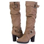 Mysoft Women's Chunky Heel Knee High Winter Boots